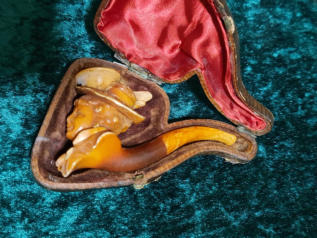 Victorian Meerschaum & Amber Tobacco Pipe/Cigarette Holder Stem Lady Viktoria
