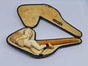 19th C. Large Meerschaum & Amber Cigarette Holder "Nude Holding Stack Of Straw"