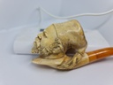 Large Antique 19thC Meerschaum Butterscotch Amber Pipe Cigarette Holder "Africian"