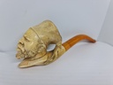 Large Antique 19thC Meerschaum Butterscotch Amber Pipe Cigarette Holder "Africian"