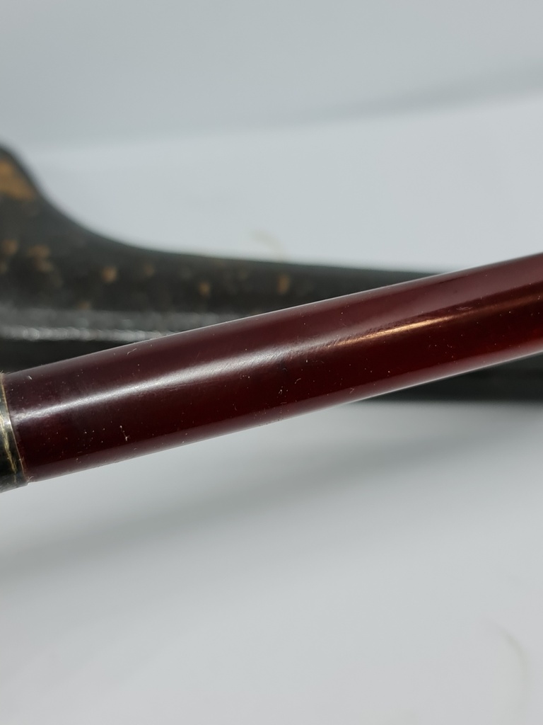 Antique Huge Ottoman Meerschaum & Cherry Amber Faturan & Baltic Amber Pipe "Woman With Hookah" with Diamond Stone