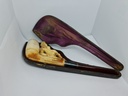 Antique Huge Ottoman Meerschaum & Cherry Amber Faturan & Baltic Amber Pipe "Woman With Hookah" with Diamond Stone