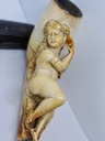 Antique Huge Ottoman Meerschaum & Cherry Amber Faturan & Baltic Amber Pipe "Woman With Hookah" with Diamond Stone