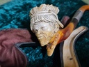 19th C. Meerschaum & Amber Tobacco Pipe/Cigarette Holder "Seminole Man"