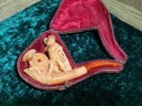 Antique Meerschaum & Baltic Amber Tobacco Pipe/Cigarette Holder "King Gambrinus"