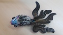 XLarge VINTAGE CHINESE ASIAN ARTICULATED SILVER BLUE CLOISONNE ENAMEL KOI FISH