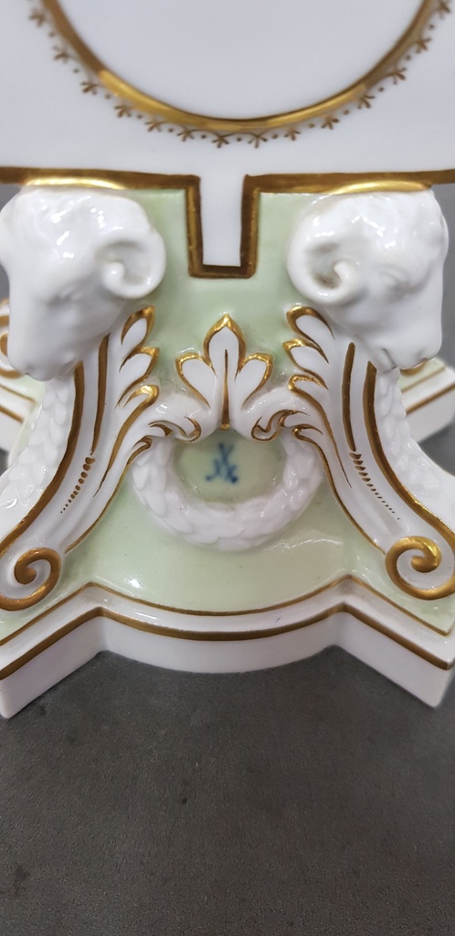 Antique Rare Meissen Cards of Clubs Candlestick 19th. Century
