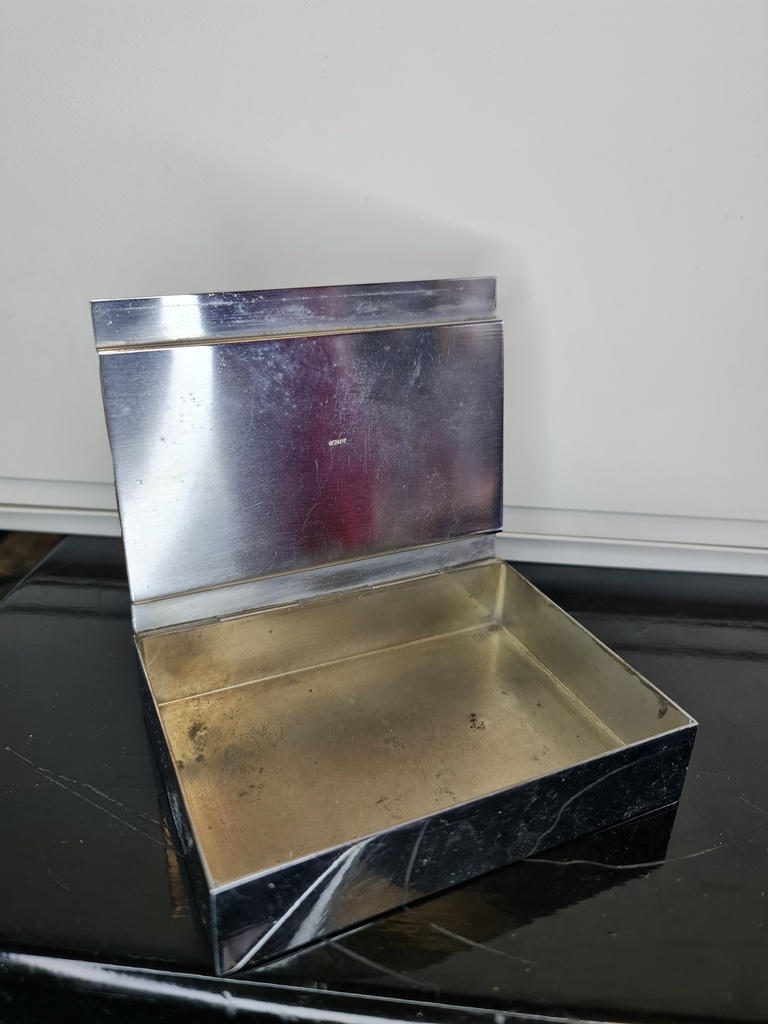 Antique KÃ¶nigsberg SBM Butterscotch Amber & Steel Cigarette / Tobacco Box