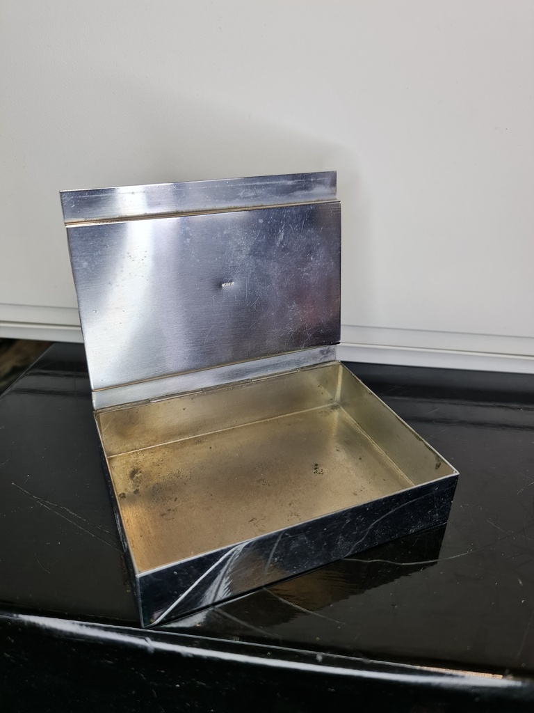 Antique KÃ¶nigsberg SBM Butterscotch Amber & Steel Cigarette / Tobacco Box