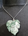 Gorgeous Old Spinach Jade & Silver Leaf Carved Necklace