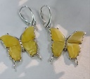 Authentic Baltic amber pair of earrings butterfly with 925 sterling silver