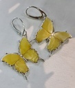 Authentic Baltic amber pair of earrings butterfly with 925 sterling silver