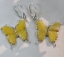 Authentic Baltic amber pair of earrings butterfly with 925 sterling silver