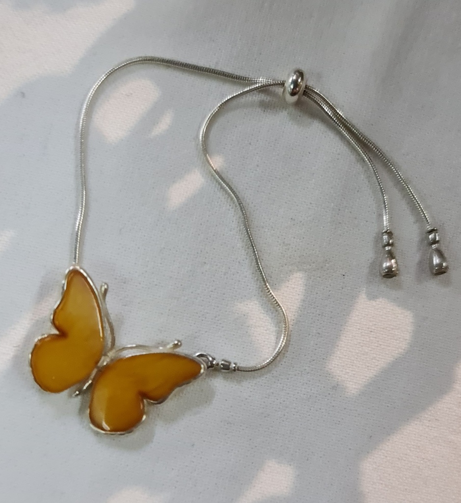 Genuine Baltic Amber butterfly bracelet 925 sterling silver special design