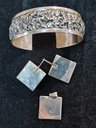 Traditionally handmade and beautifully hammered silver 925 clamp set bracelet with earrings and pendant 