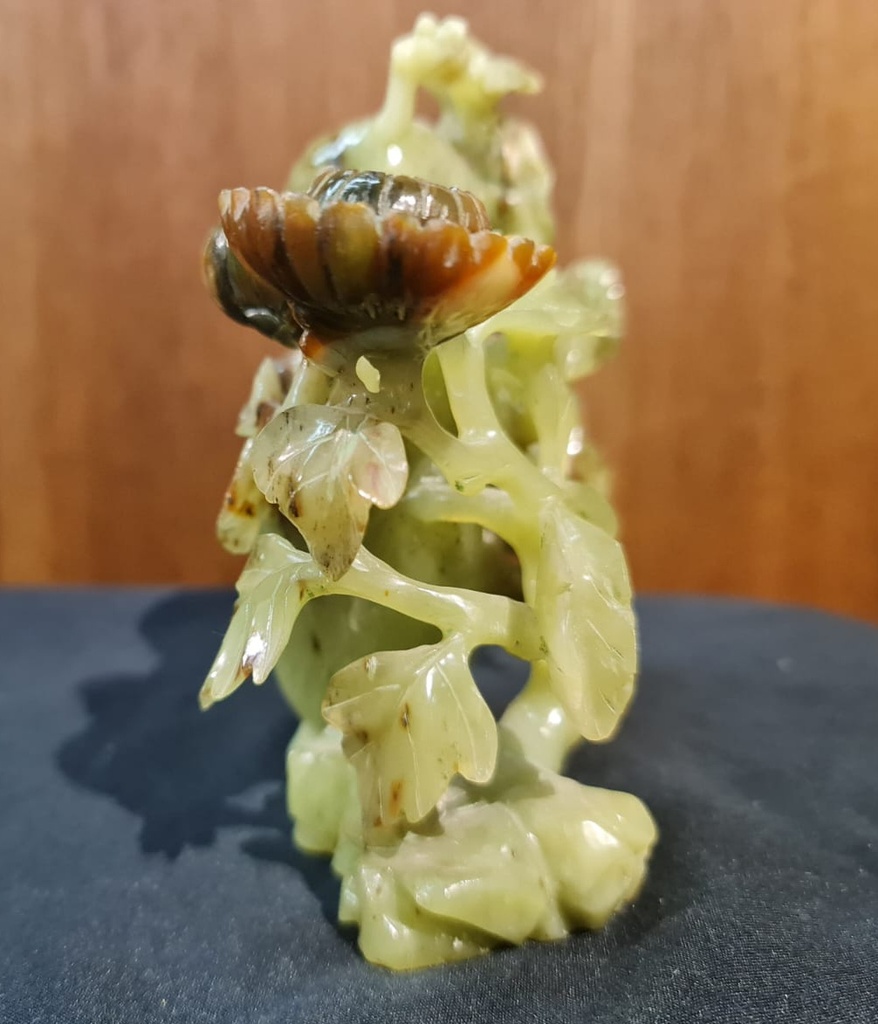 Antique Green Jade Urn/Vase Flower Carved