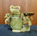 Antique Green Jade Urn/Vase Flower Carved