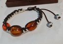 Hand Beaded Natural Baltic amber with cloisonne beads Shamballa Bracelet .