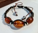 Hand Beaded Natural Baltic amber with cloisonne beads Shamballa Bracelet .