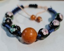 Natural Baltic amber with Chinese cloisonne beads Shamballa Bracelet .