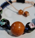 Natural Baltic amber with Chinese cloisonne beads Shamballa Bracelet .