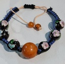 Natural Baltic amber with Chinese cloisonne beads Shamballa Bracelet .