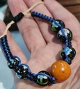 Natural Baltic amber with Chinese cloisonne beads Shamballa Bracelet .