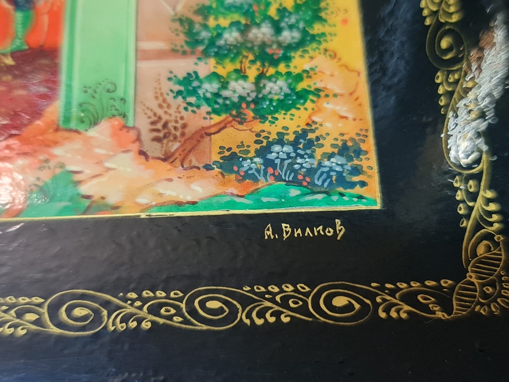 Russian Mstera Lacquer Box Signed A. Vilipov (Leave Prince Vladmir)