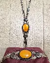 sterling Silver 925 & Baltic amber bead  Necklace Bracelet Niello ,with  enamel