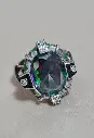 Unique mystic topaz ring with silver sterling 925
