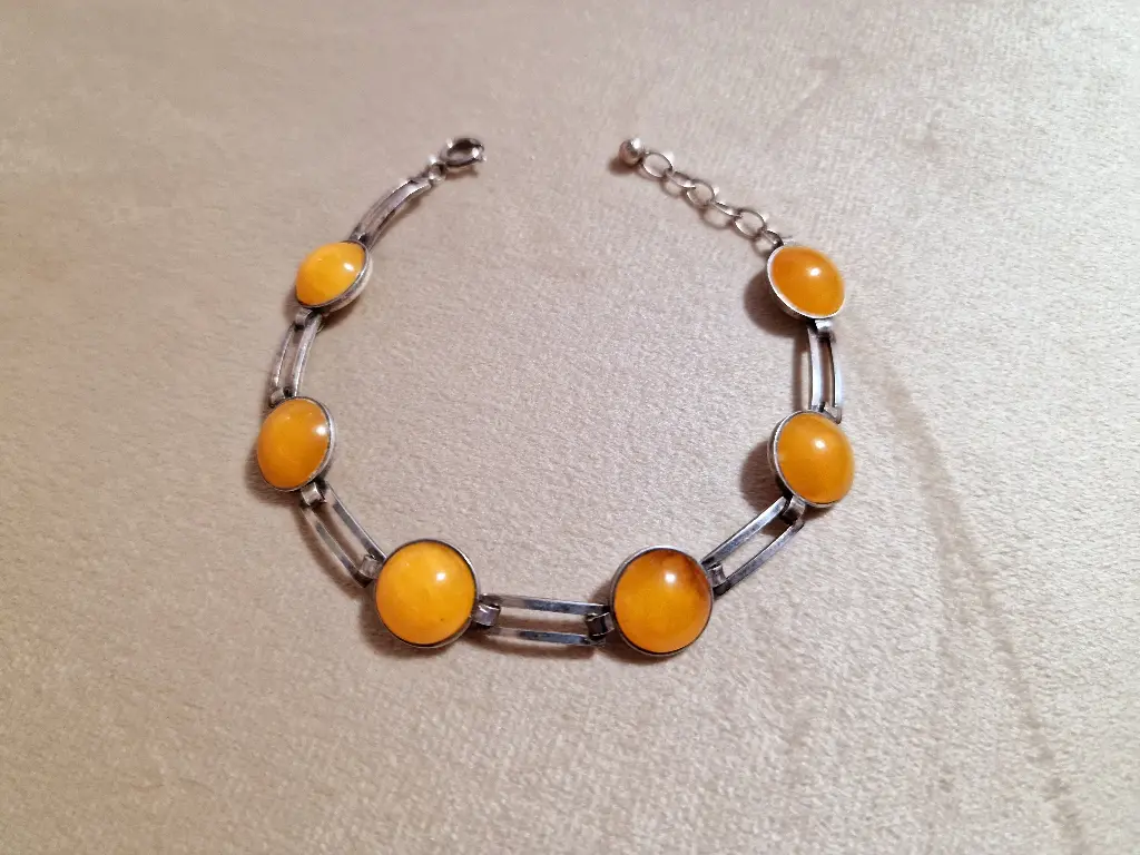 Vintage baltic amber with sterling silver bracelet