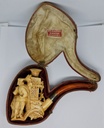 Vintage 19th.C. Meerschaum & Amber Tobacco Pipe/Cigarette Holder "The King & Queen & a Conspiracy"