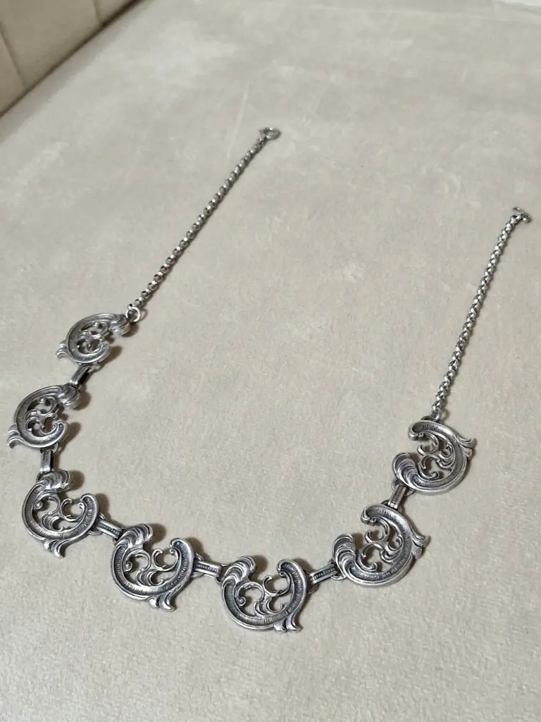 Vintage Blachian Antik Schmuck (BAS) Rocaille 925 Silver Art Nouveau Necklace