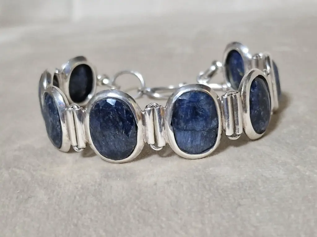 Vintage Blue Sapphire Sterling Silver Bracelet 