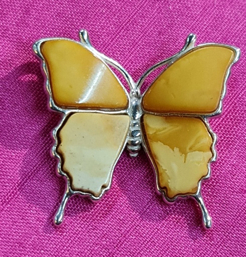 Genuine Baltic Amber butterfly pendant 925 sterling silver 