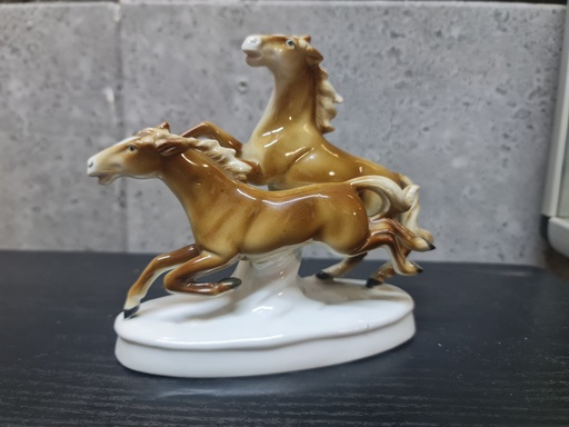 Vintage German Carl Scheidig Grafenthal Running Horses Figural Group