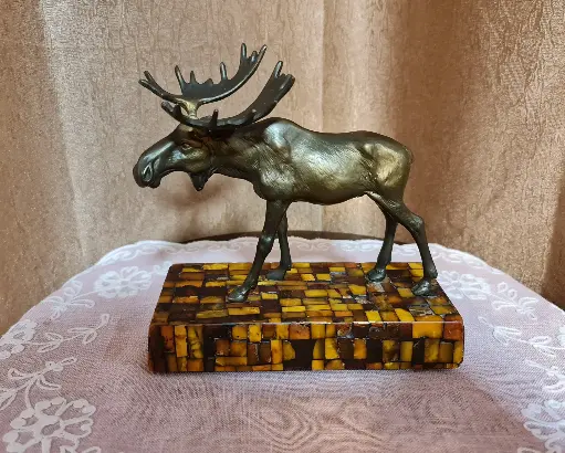 Art Deco SBM Königsberg Amber Large Bronze Elk Figure 