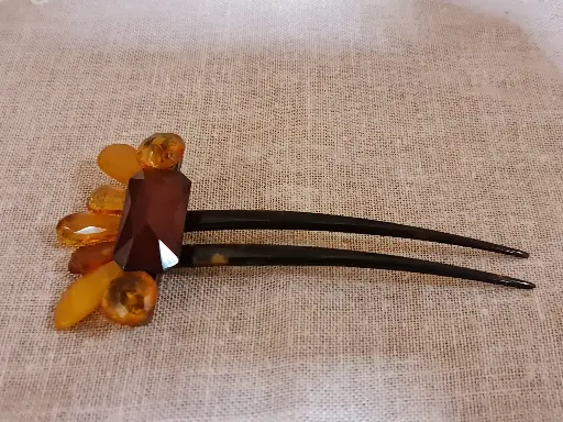 Antique Königsberg SBM Butterscotch Amber & tortoiseshell hair fork