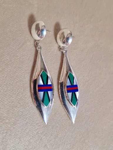 Sterling Silver earrings with teardrop shape special designed