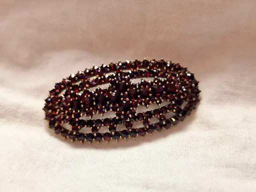 antique sterling silver 900 Bohemian garnet brooch