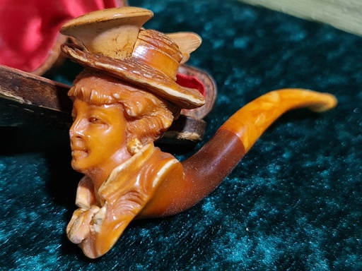[001] Victorian Meerschaum & Amber Tobacco Pipe/Cigarette Holder Stem Lady Viktoria