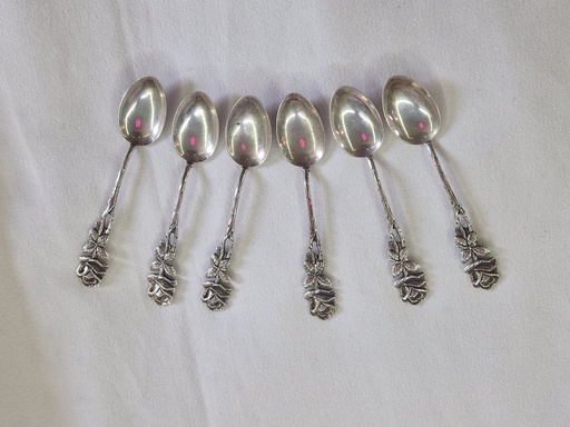 Silver tea spoon 1950s Alloy antiques , 6 pcs