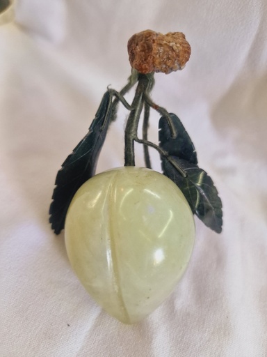 Vintage Chinese Jade niphret plum with Carved Jade Leaves